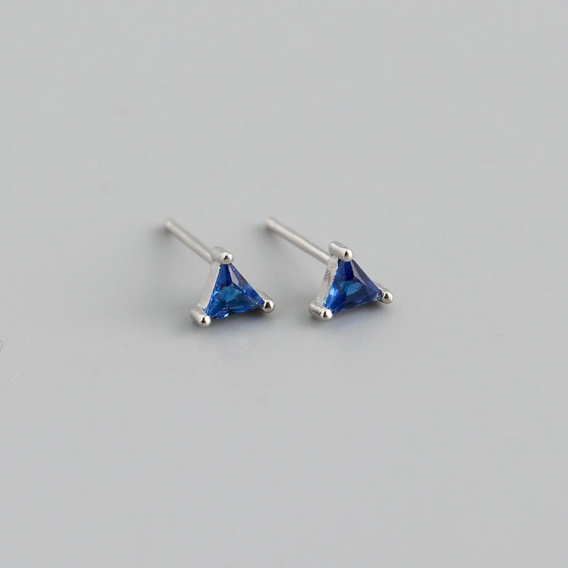 Fashion Simply Jewelry Colorful Triangle 925 Sterling Silver Stud Earrings