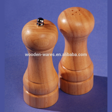 wooden salt cellar and pepper grinder