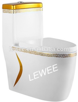 Alibaba China suppliers siphonic one piece Gold and white colored toilets