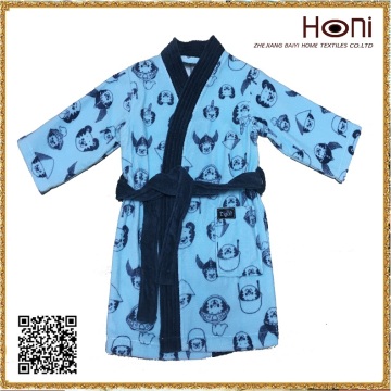 100% Cotton Blue Velour Kids Bathrobe