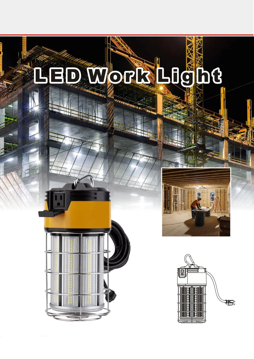 60W Industrial Rechargeable Corn Work Lighting LED High Bay Light