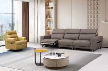 Leather Electric Reclining Sofa with Adjustable Headrest