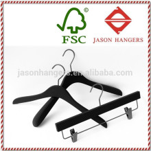 DL0946 fashionable black rubber coating custom branded wooden clothes hanger