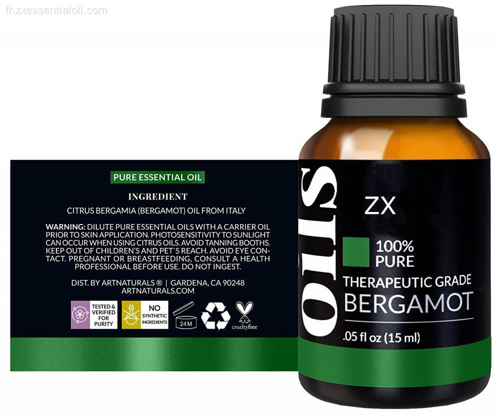 Huile de bergamote pure à 100% dans les soins du corps pour la peau