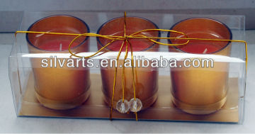 3 pcs painting glass filling candle in pvc box