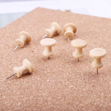 Walnut Wood Thumb Tacks - Decorative Wooden Push Pins for Bulletin & Cork Boards