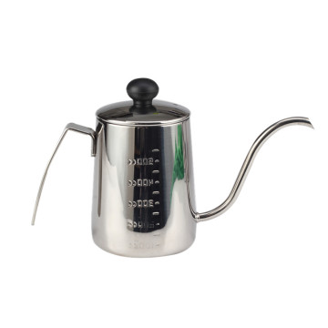 Silver Pour Over Coffee KettleWithGooseneck Spout Tea Pot