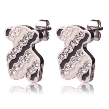 2016 Hot Sale Bear Style White Round Zircon Stud Earring