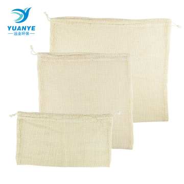 pull string mesh organic cotton reusable produce bags