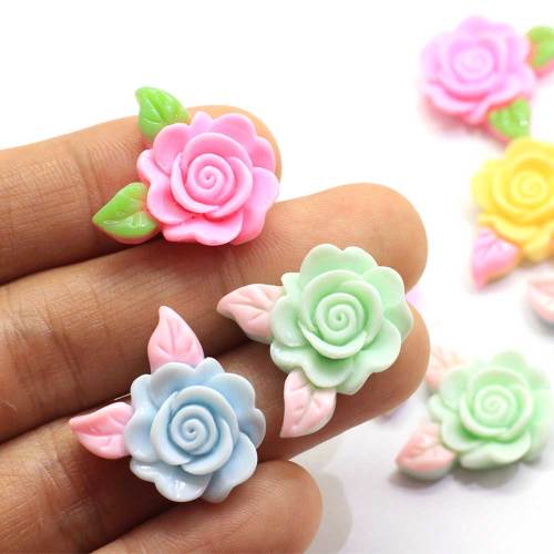 Diverse Pastel Kleur Hars Rose Bloem Cabochons 20 * 22 MM Hars Plaksteen Rose Bloem Kralen Mooie Chunky Rose Bloem Craft