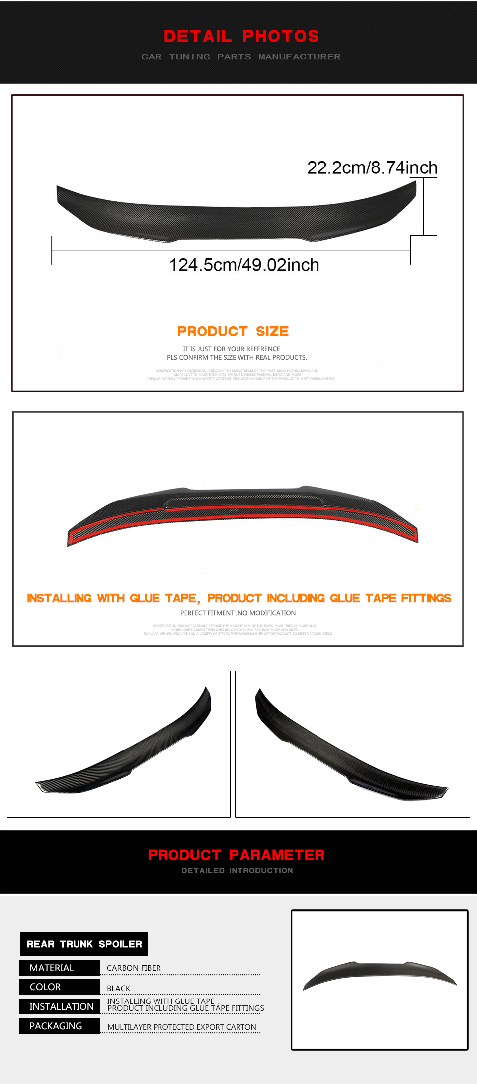 Carbon Fiber A6 C7 S6 Car Ducktail Spoiler for Audi A6 C7 S6 Sedan 4-Door 12-18