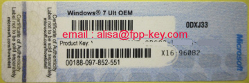 Original Windows 7 Ultimate Blue Coa sticker ,Oem coa