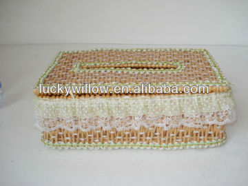 Exquisite wicker napkin box &napkin gift box with lace trim