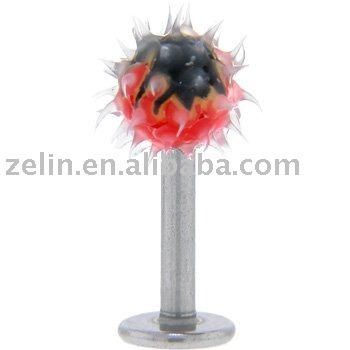 red flame koosh labret ring piercing jewelry