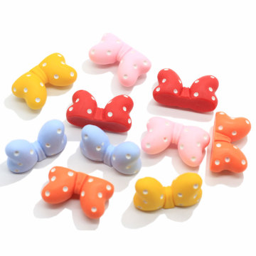 Kawaii Polka Dot Flat Back Resin Bowknot Cabochons DIY Girls Hair Clip Accessories Embellishments For Scrapbooking  Craft