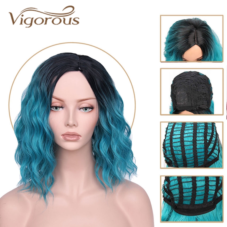 Vigorous Cheapest Heat Resistant High Quality Bob Short Cut Colorful For Black Women Heat Friendly Synthetic Hair Wigs