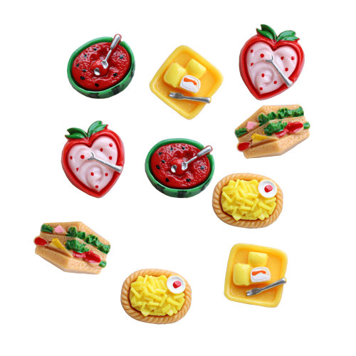 Resin Flat Back Fruit Charms Simulation Σάντουιτς Μινιατούρα Γλυκό Φαγητό Παιδική Κούκλα Σπίτι Κουζίνα Παίξτε Παιχνίδια Δώρα