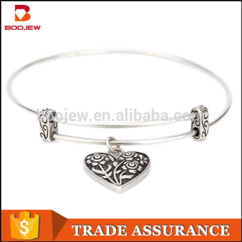 Low price heart shape flower Adjustable alloy charm bracelet for ladies