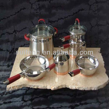 copper bottom encapsulated /stainless steel cookware set