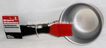 nonstick steel bbq sauce pot with silicon brush