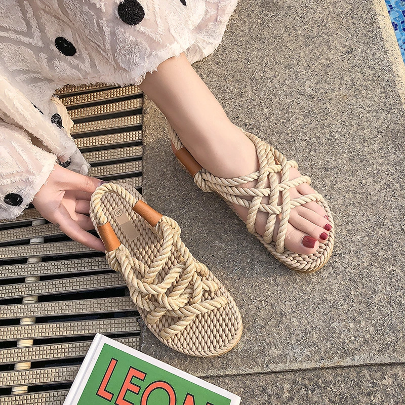 Wholesale Rope Sandals Summer Beach Sandals Girl's Handmade Rope Sandals