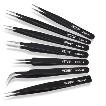 ESD-11 Industrial Black Stainless Steel ESD Tweezer