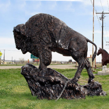 Large metal animal bronze life size bison statue for sale