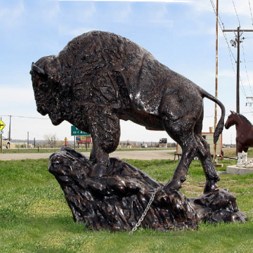 Large metal animal bronze life size bison statue for sale