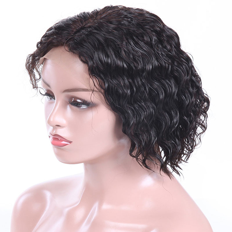 Short Wavy Bob Wig Lace Front Human Hair Wigs 150% Density Pre Plucked Middle Part Short Human Hair Bob Wig Brazilian Remy