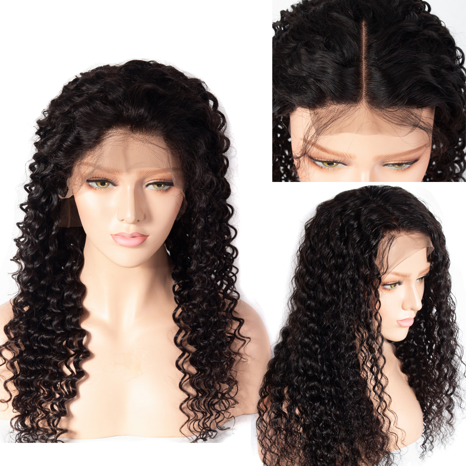 Yuexiu Human Hair Deep Wave Curly 4x4 lace wigs free shipping cuticle aligned raw virgin hair wigs for black women