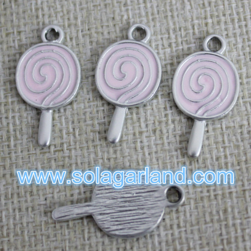 Gota de aceite de rosa y azul Lollypop por mayor bolas Metal colgantes