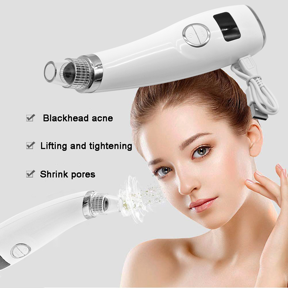 Warm function comedo suction beauty device 6 probes electric comedo pore extractor clean tool blackhead remover vacuum