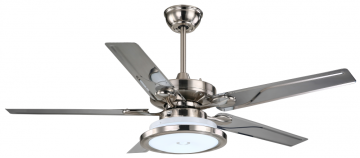 5-Blades Silver Modern Ceiling Fan with LED