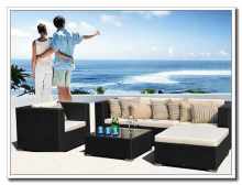 Loveseat with 2PCS Ottoman Rattan Wicker Sofa Set