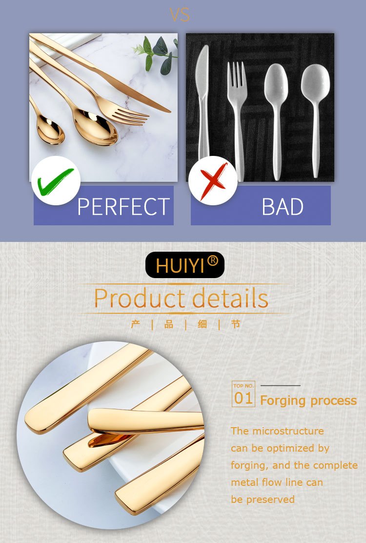 304 stainless steel gold plated dinnerware