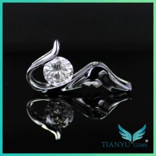 witte diamant moissanite 18k white gold necklace round synthetic diamond pendant