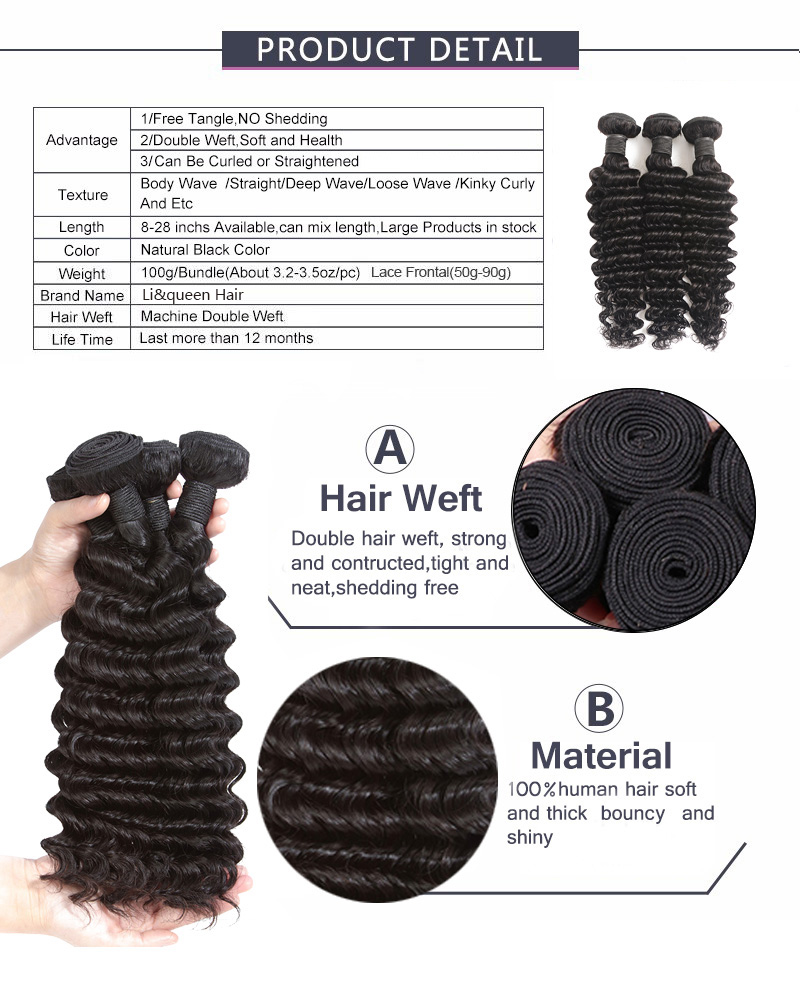 wholesale indian hair weave human hair deep wave bundles with closure cuticle aligned hair