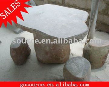 outdoor stone table and bench