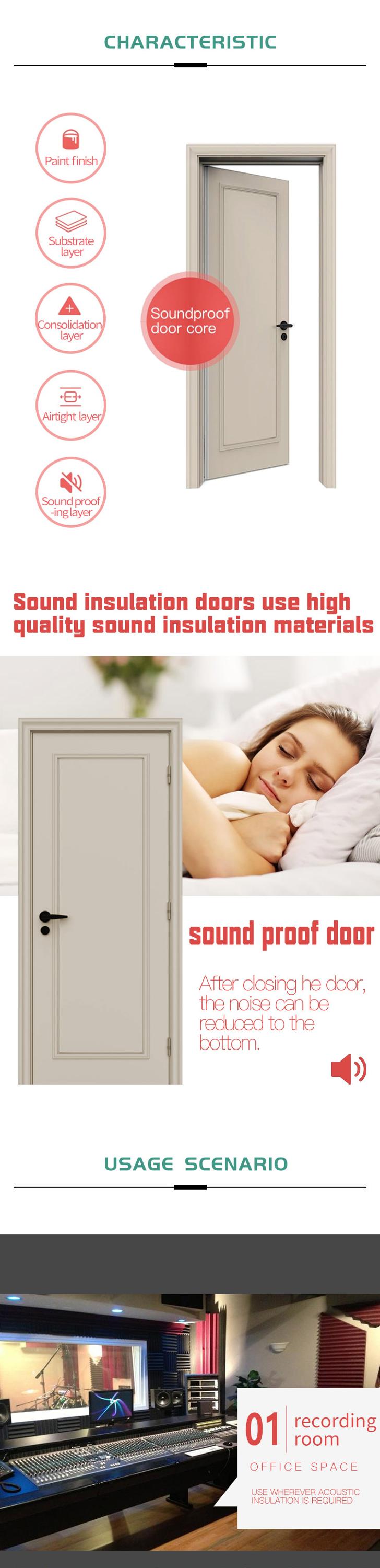 Fire resistance and 42 dB acoustic proof flush door manufacturer apartment soundproof 90 min fire door