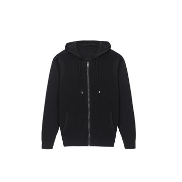 Men's Knitted Full Zip Rib Body Thread Hoodie