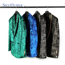 Velvet Print Dress Jacket Shawl Lapel Man Blazer