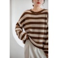 Cashmere stripe black and white long sleeve knit