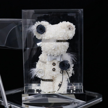 High Quality DIY Art Crafts Home Decor Preserved Hydrangea Vase Bear Decoration