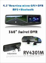 4.3inch car REARVIEW MIRROR GPS with DVR Bluetooth