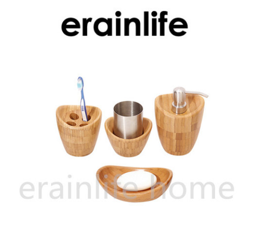 luxury bamboo bathroom accessories set