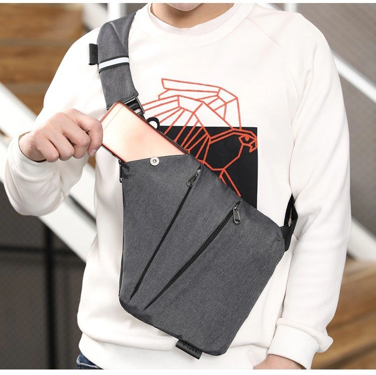 Tiding Customized Mens Waterproof Light Weight Portable Travel Smart Cross Body Bag Single Shoulder Fashion Sling Chest Bag