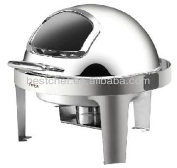 Round roll-top chafers with show window