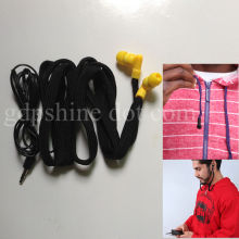hoodie drawstring earphone manufacturer washable headphone drawcord inbuilt MP3 earphone