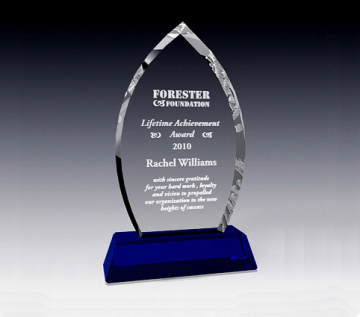 Laser engraved high quality crystal memorial plaques