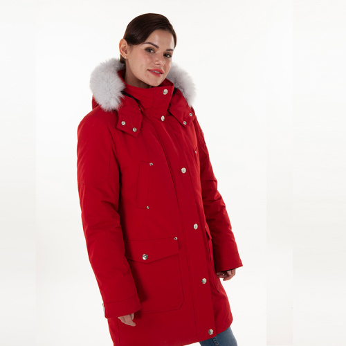 Fashion einreihige rote Daunenjacke